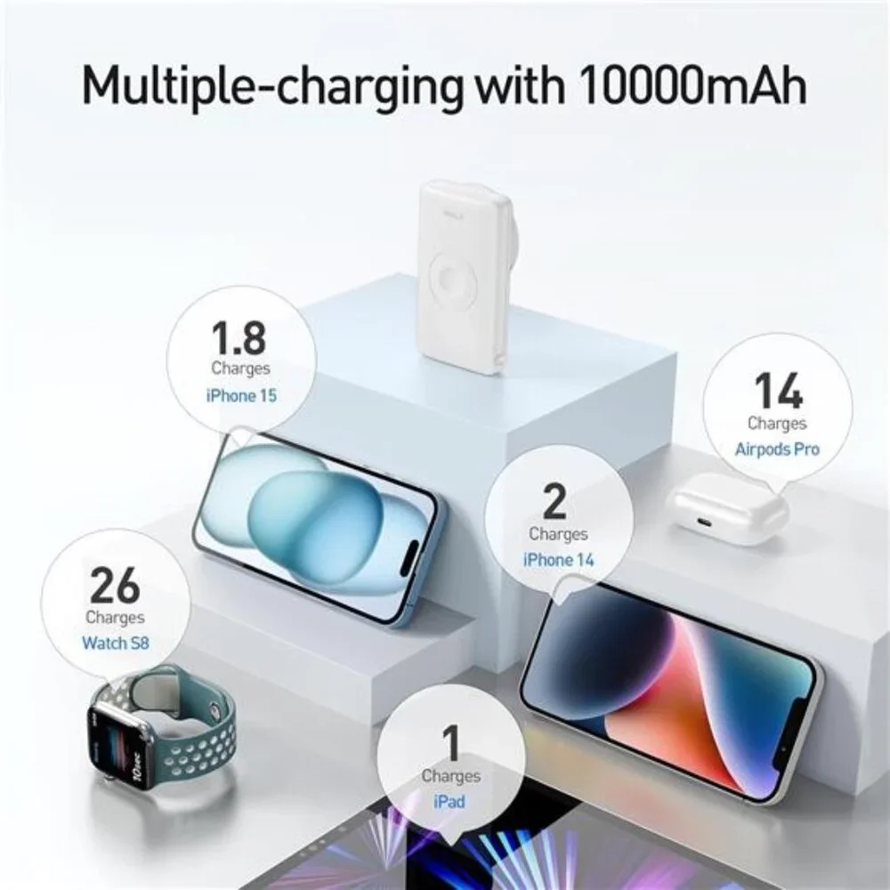 Magnetic Wireless Power Bank with iWatch Charger,10000mAh PD Fast Charging